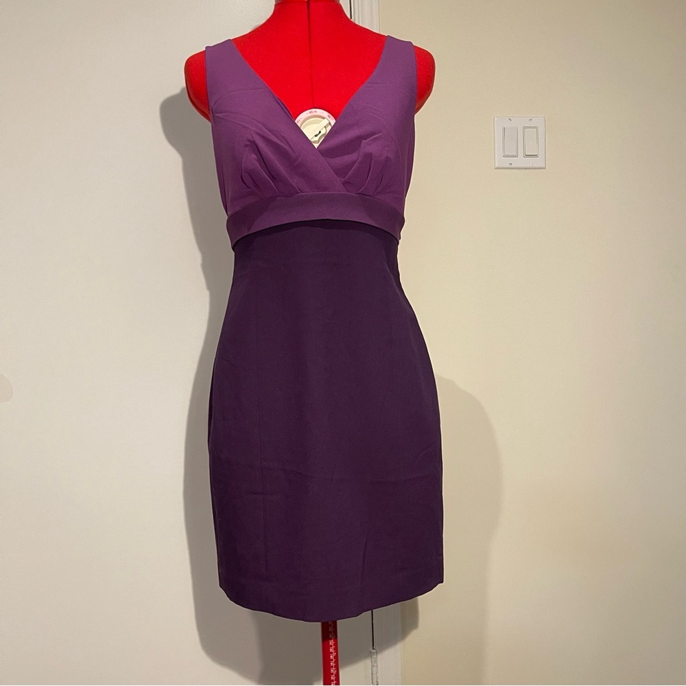 A/X Armani Exchange Purple Two-Tone V-Neck Midi Dress